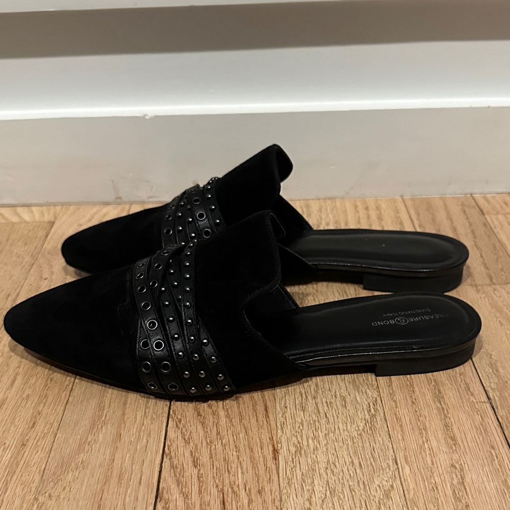 Treasure & Bond Black Suede Studded Mules